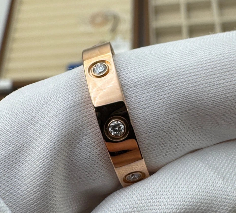 Cartier love Narrow Band Ring 18K Rose Pink Gold with 8 diamonds EU56/US7.5