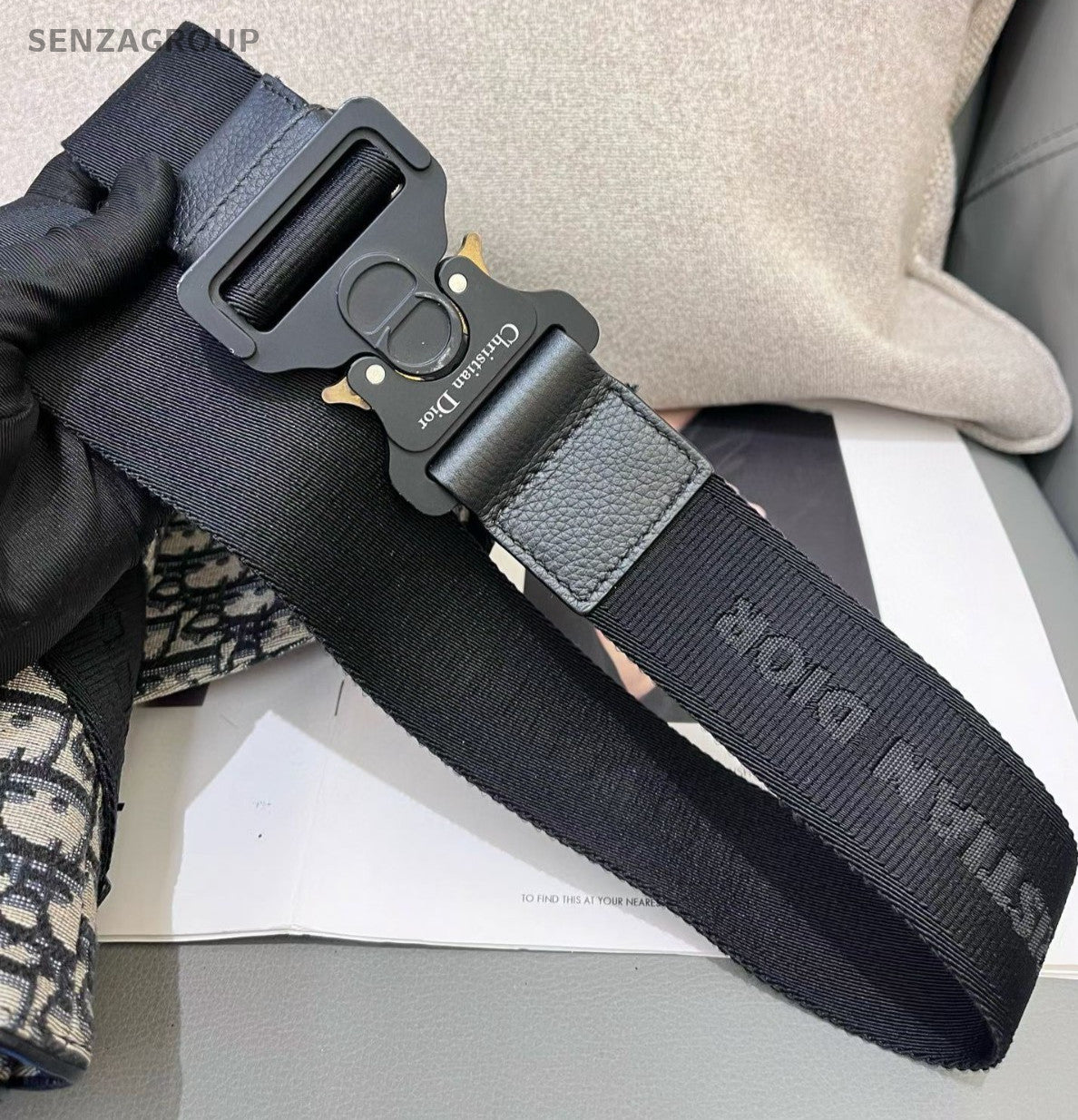 Christian Dior Oblique MM Saddle Crossbody Black Used Women