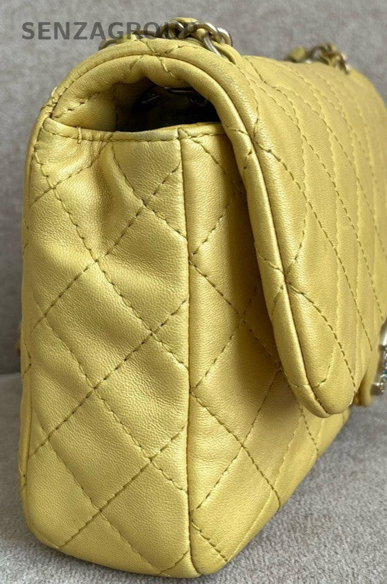 Chanel Classic Flap Chain Shoulder Bag Crossbody Yellow Women Designer