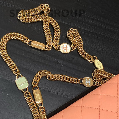 Chanel Gold Coin Logo Chain Shoulder Bag Pink Gold Hardware