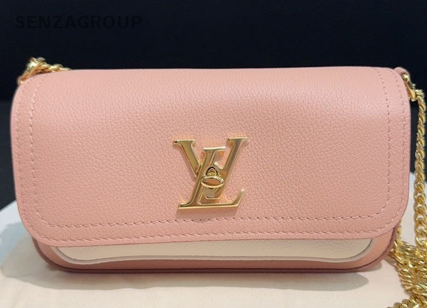 Louis Vuitton Lockme Tender Chain Shoulder Bag Crossbody  Pink White Women