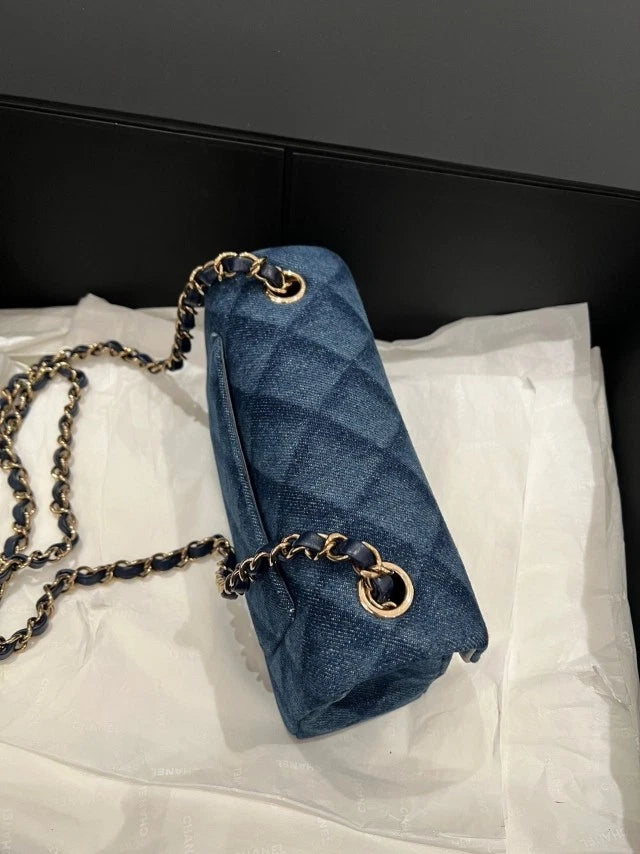 Authentic CHANEL Denim CF Mini Shoulder Crossbody Bag For Women