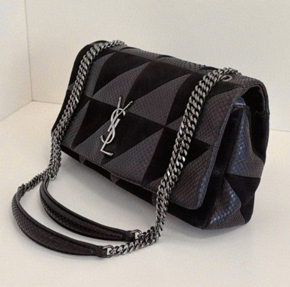 PRADA Jamie Kate MM Suede Chain Shoulder Handbag Black Women