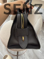 Prada Black Gold Small 2Way Zip Tote Shoulder Bag Classic Women