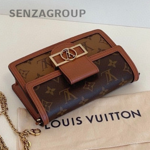 Louis Vuitton Dauphine WOC Chain Shoulder Bag Brown Gold Women Classic
