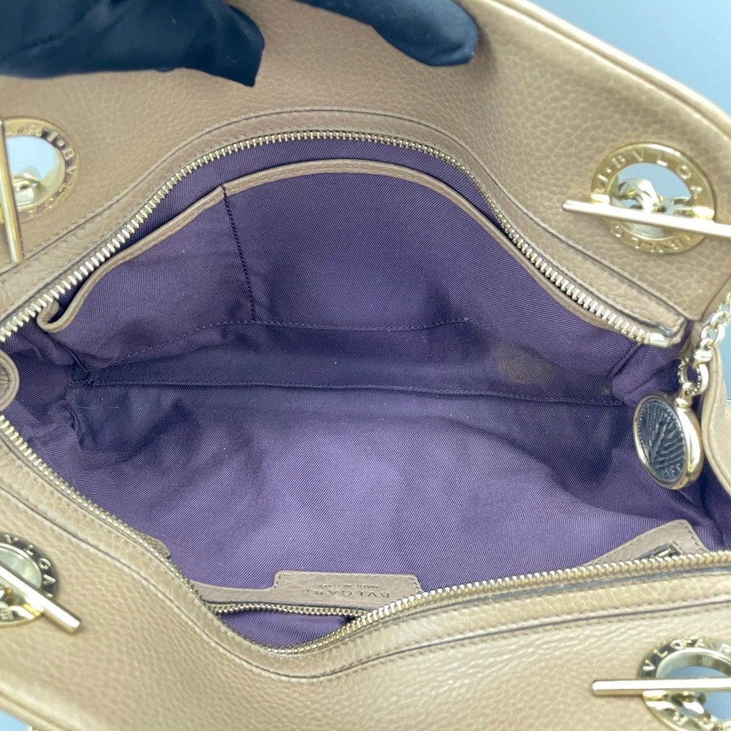 Bvlgari Coin Chain Bag Top Handle Crossbody Bag BROWN Gold Women