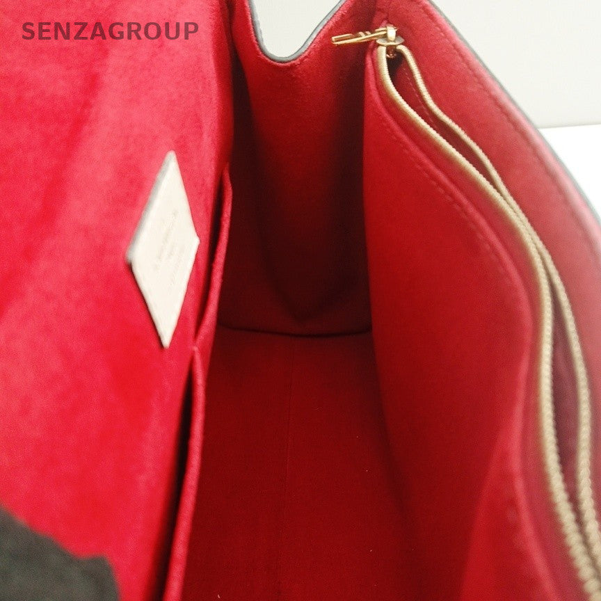 Louis Vuitton Cluny BB Top Handle Bag Crossbody Brown Red Gold Women Classic