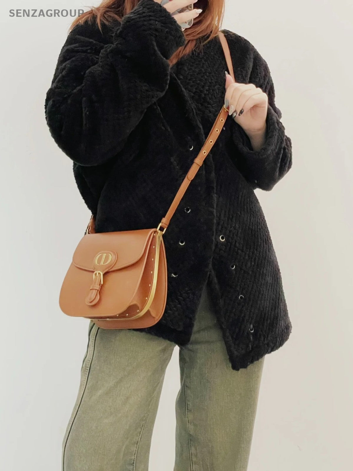 Christian Dior Bobby Frame Brown Gold Shoulder bag Crossbody Almost Brand NEW