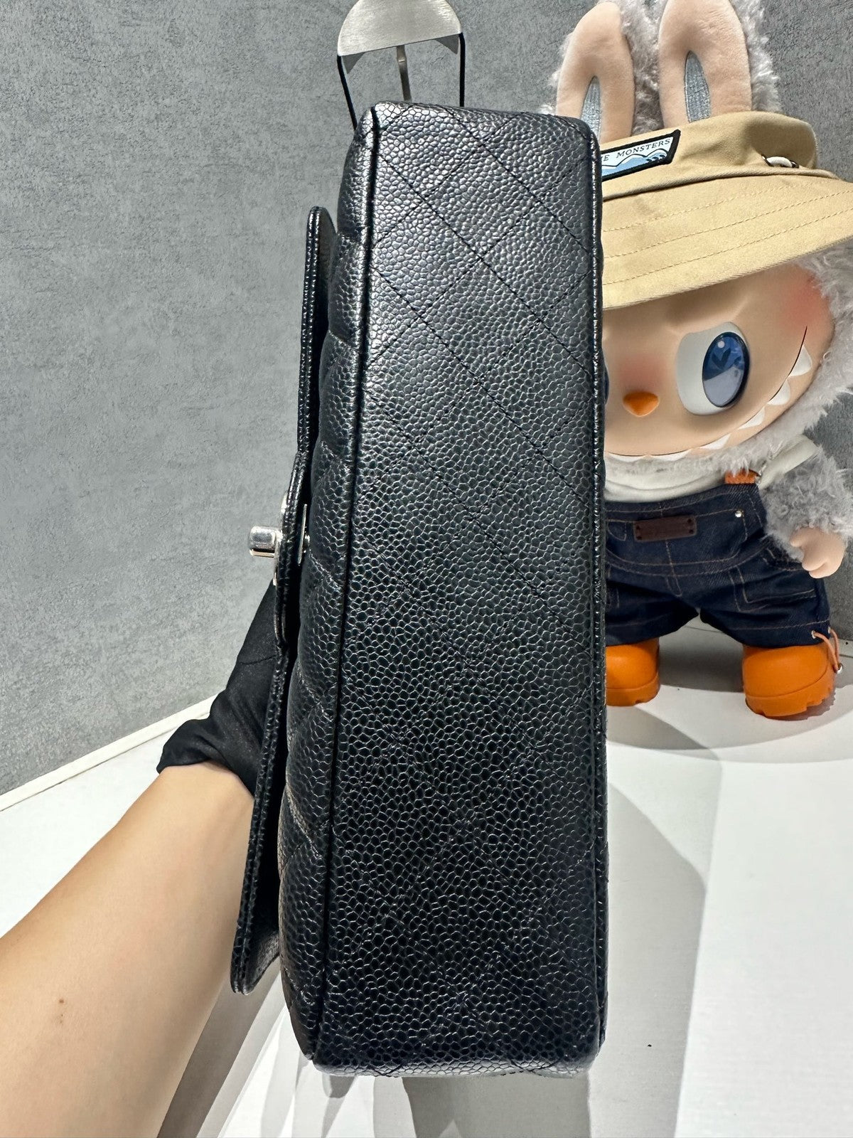 Chanel Black Silver CF Medium Quilted Chain Shoulder Bag Classic Fashion