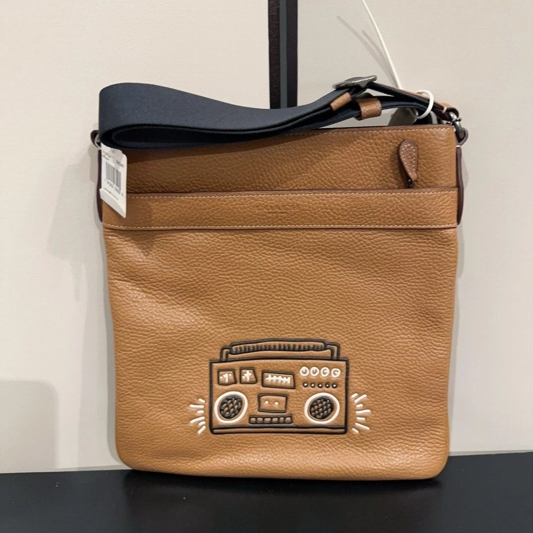Coach Printed Leather Shoulder Crossbody Bag Brown