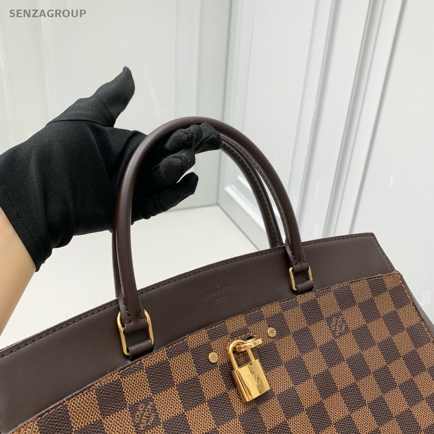 Louis Vuitton Damier Ebene Top Handle 2way Shoulder Handbag Brown