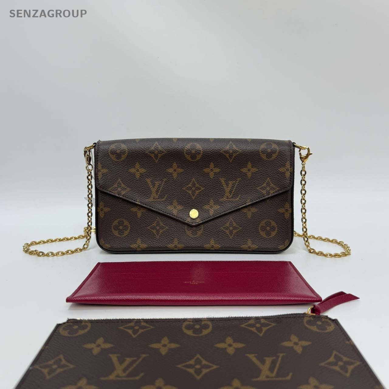 SJ0001  Louis Vuitton Felicie Crossbody Small Brown Canvas/Leather
