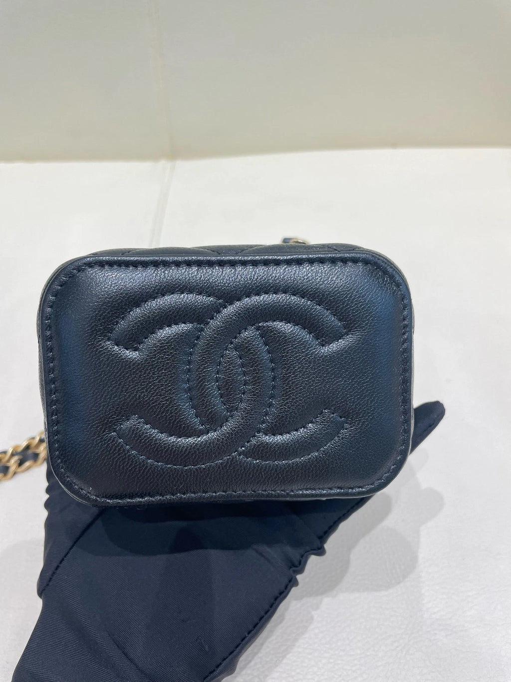 CHANEL Black Lambskin Gold Ball Mini Box Crossbody Bag For Women