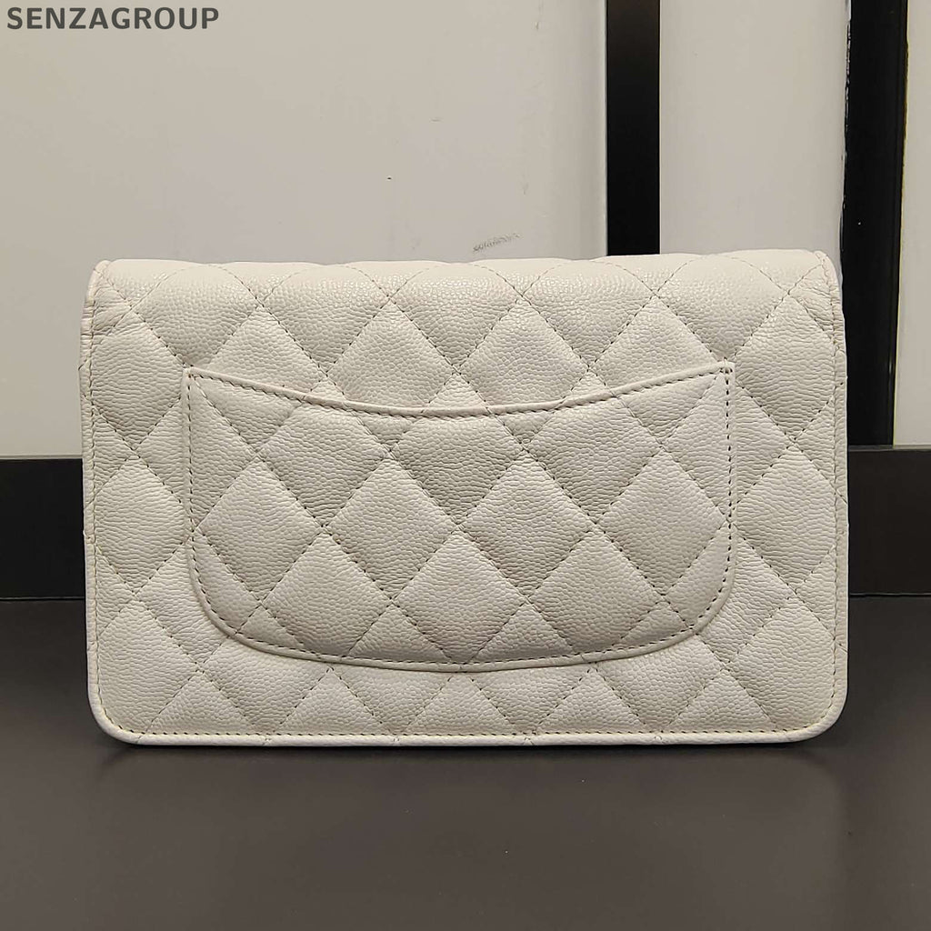 Chanel CF WOC Quilted Shoulder Bag White Gold Chain