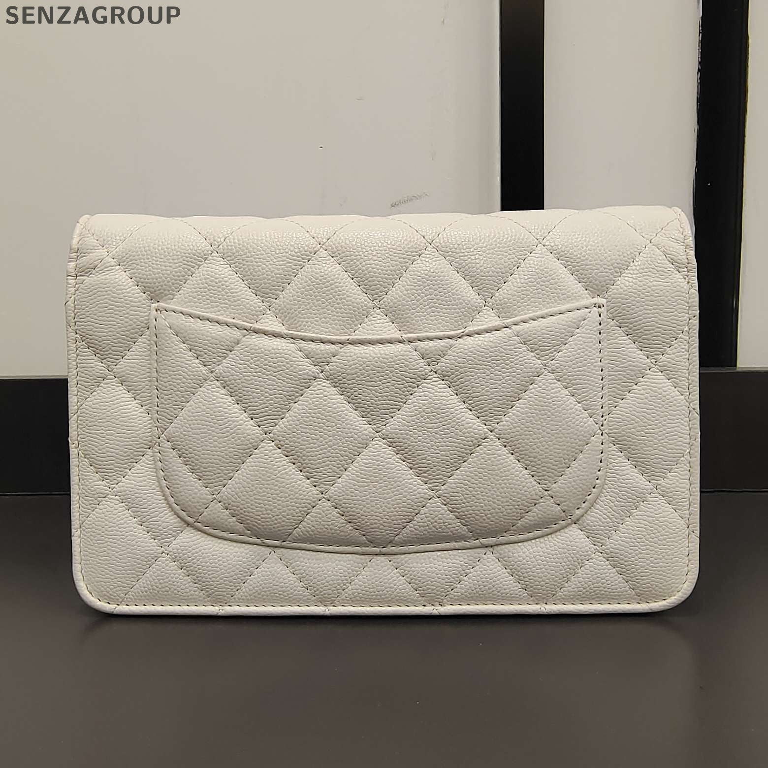 Chanel CF WOC Quilted Shoulder Bag White Gold Chain