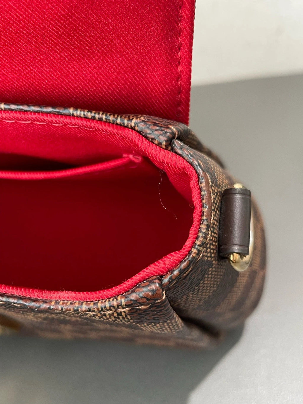 Louis Vuitton Croisette Damier Brown Gold Crossbody Top Handle Excellent