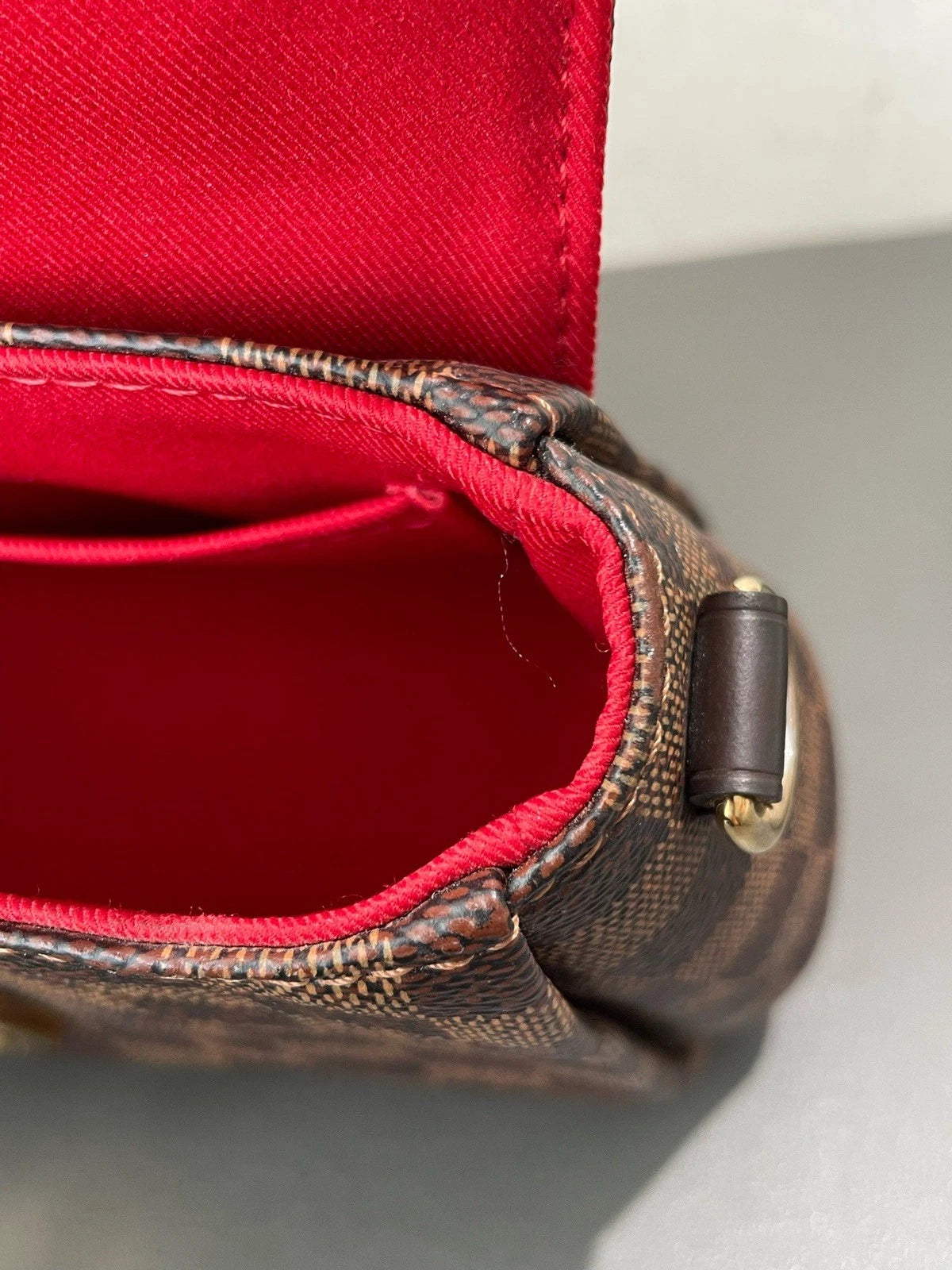 Louis Vuitton Croisette Damier Brown Gold Crossbody Top Handle Excellent