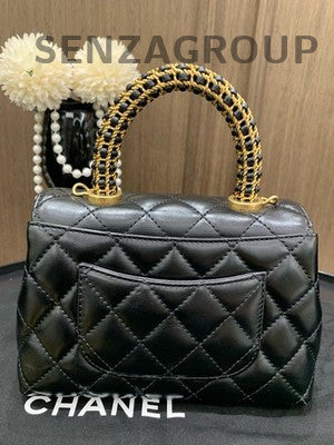 Chanel Black Caviar Coco Handle Mini Chain Bag