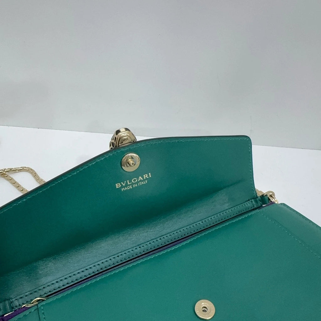 Bvlgari Snake Head Chain Shoulder Crossbody Bag For Women Emerald Green