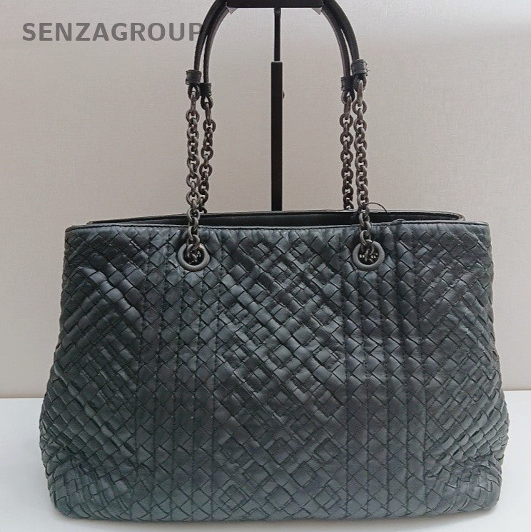 Bottega Veneta Tote Chain Shoulder Bag Black Silver Women Classic