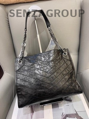 Saint Laurent Niki Shopping Bag Chain Shoulder Bag Black Silver Women Classic