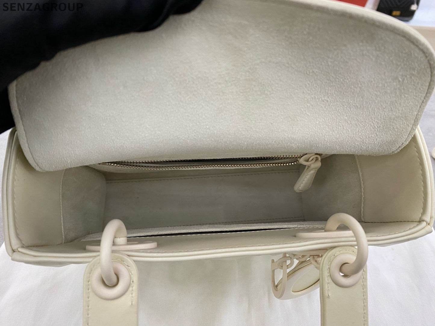 Dior Lady Dior Cannage Handbag Shoulder Bag White Classic Women