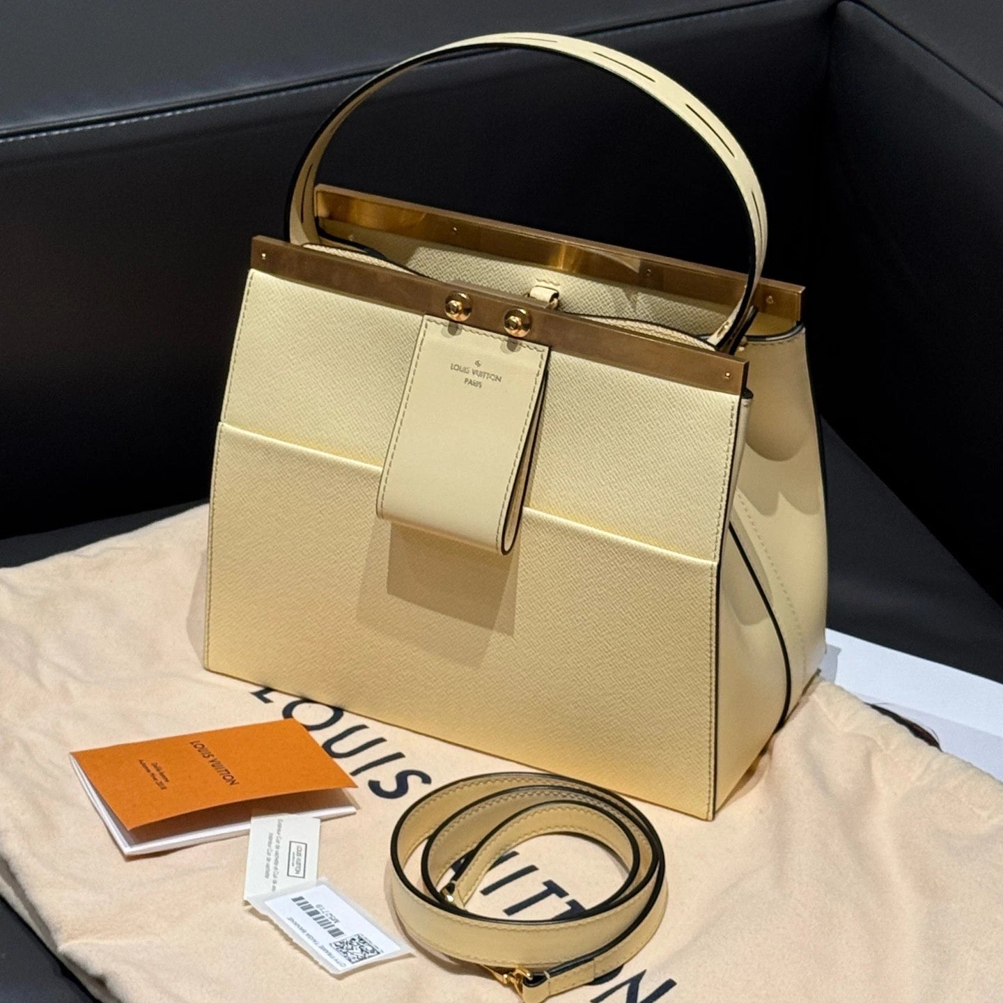 Louis Vuitton City Frame 3Ways Top Handle Shoulder Crossbody Yellow Gold Women