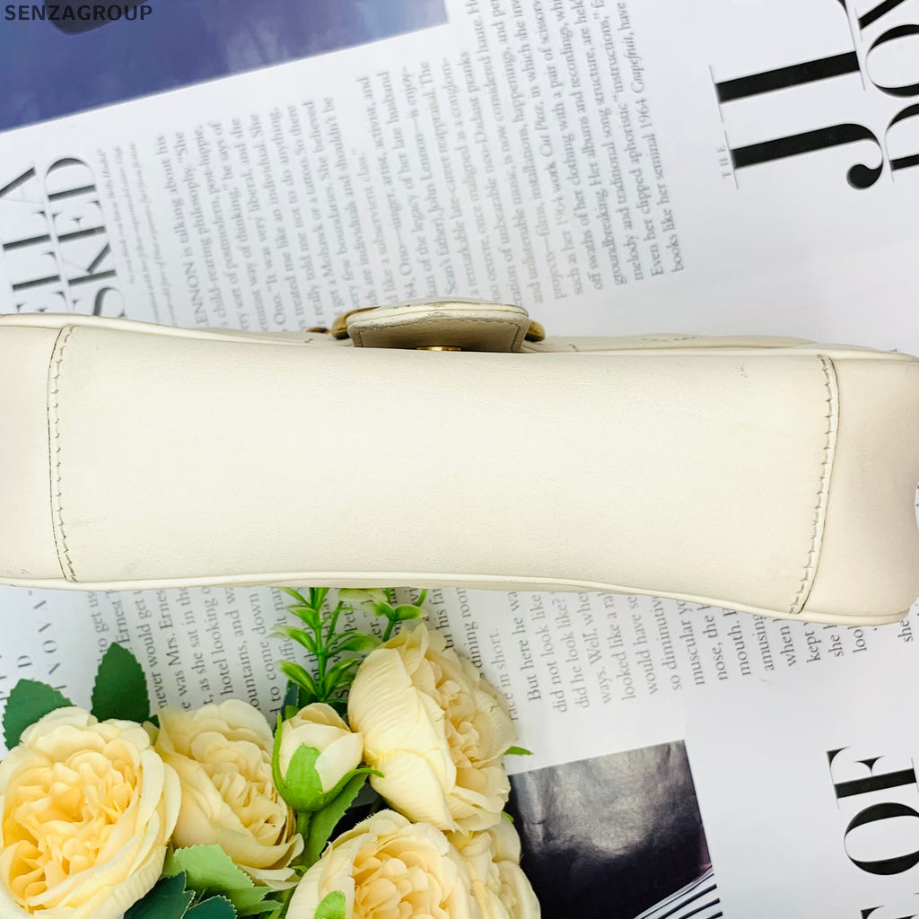 Gucci Marmont 22 White Gold Chain Shoulder Crossbody Bag Classic Fashion