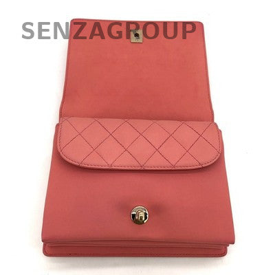 Chanel Quilted Pink Gold Lambskin Shoulder Bag - Fashionable Women's Handbag