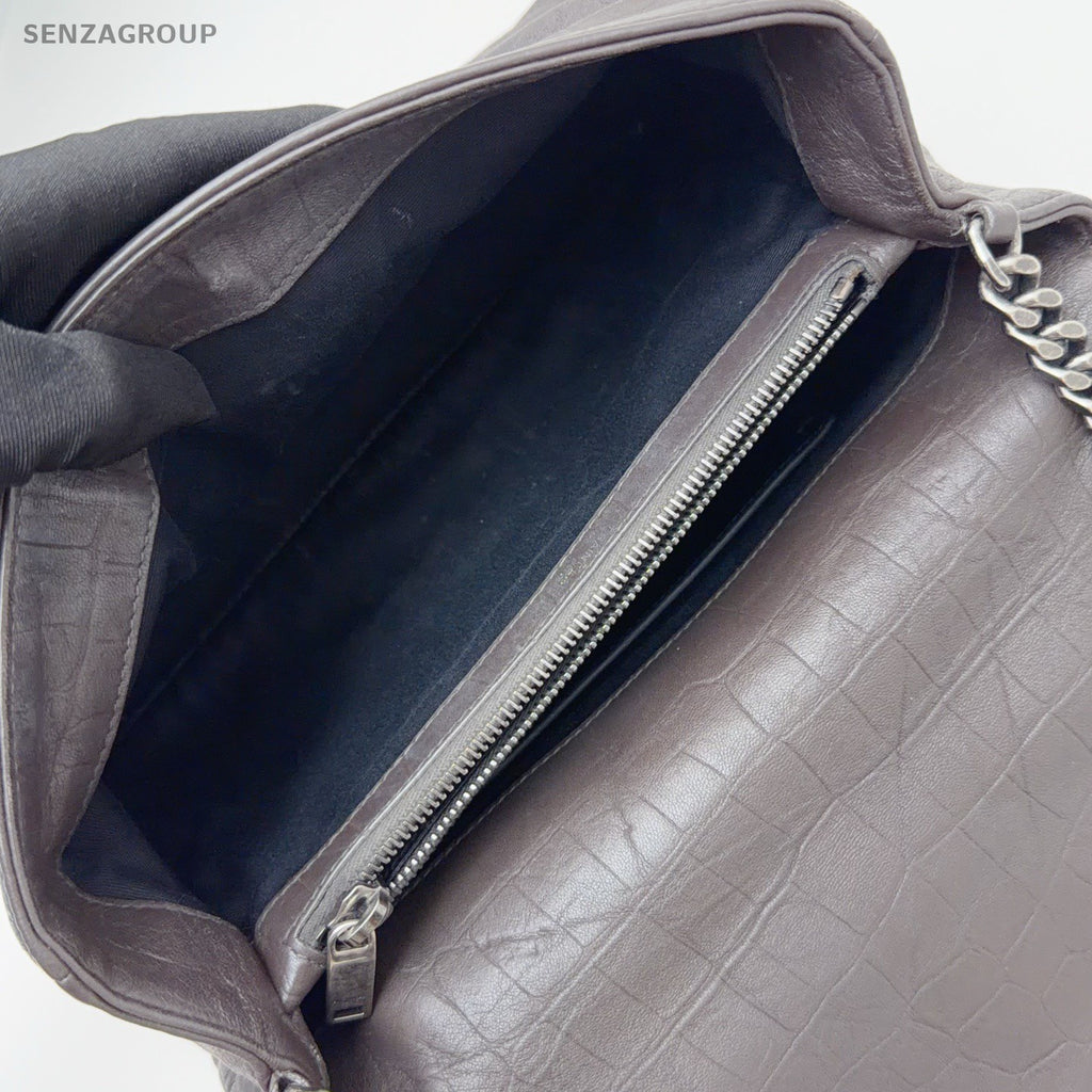 Saint Laurent Hollywood Chain Crossbody Shoulder Bag Gray Silver Women Classic