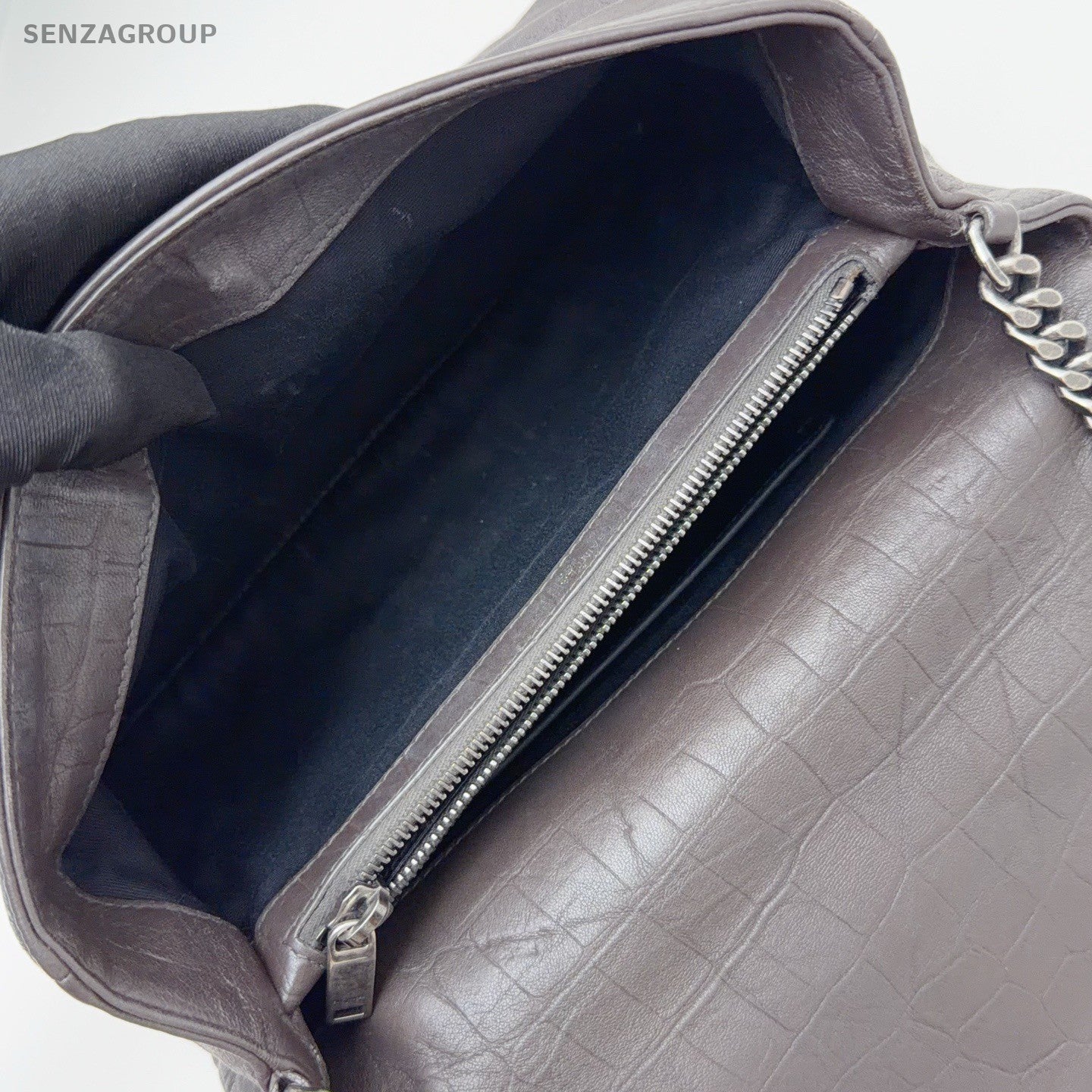 Saint Laurent Hollywood Chain Crossbody Shoulder Bag Gray Silver Women Classic