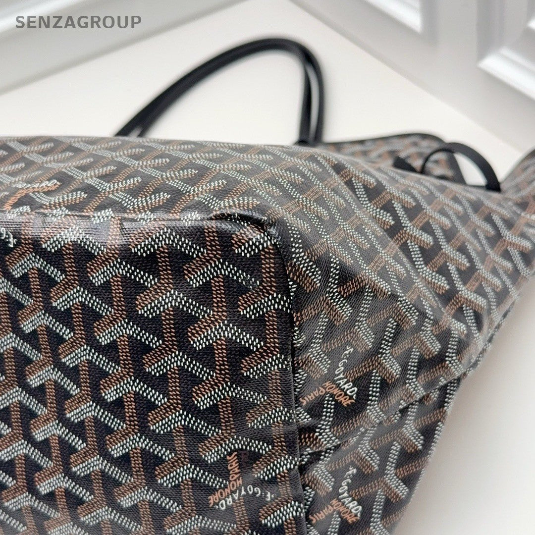 GOYARD Saint Louis Monogram Canvas Tote Shoulder Bag Women Black
