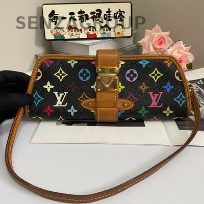 Louis Vuitton Monogram Black Multicolor Handbag Shoulder Bag Women
