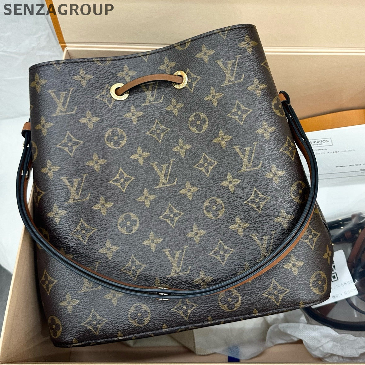 Louis Vuitton Monogram Brown Bucket Bag Handbag Shoulder Bag Classic Women