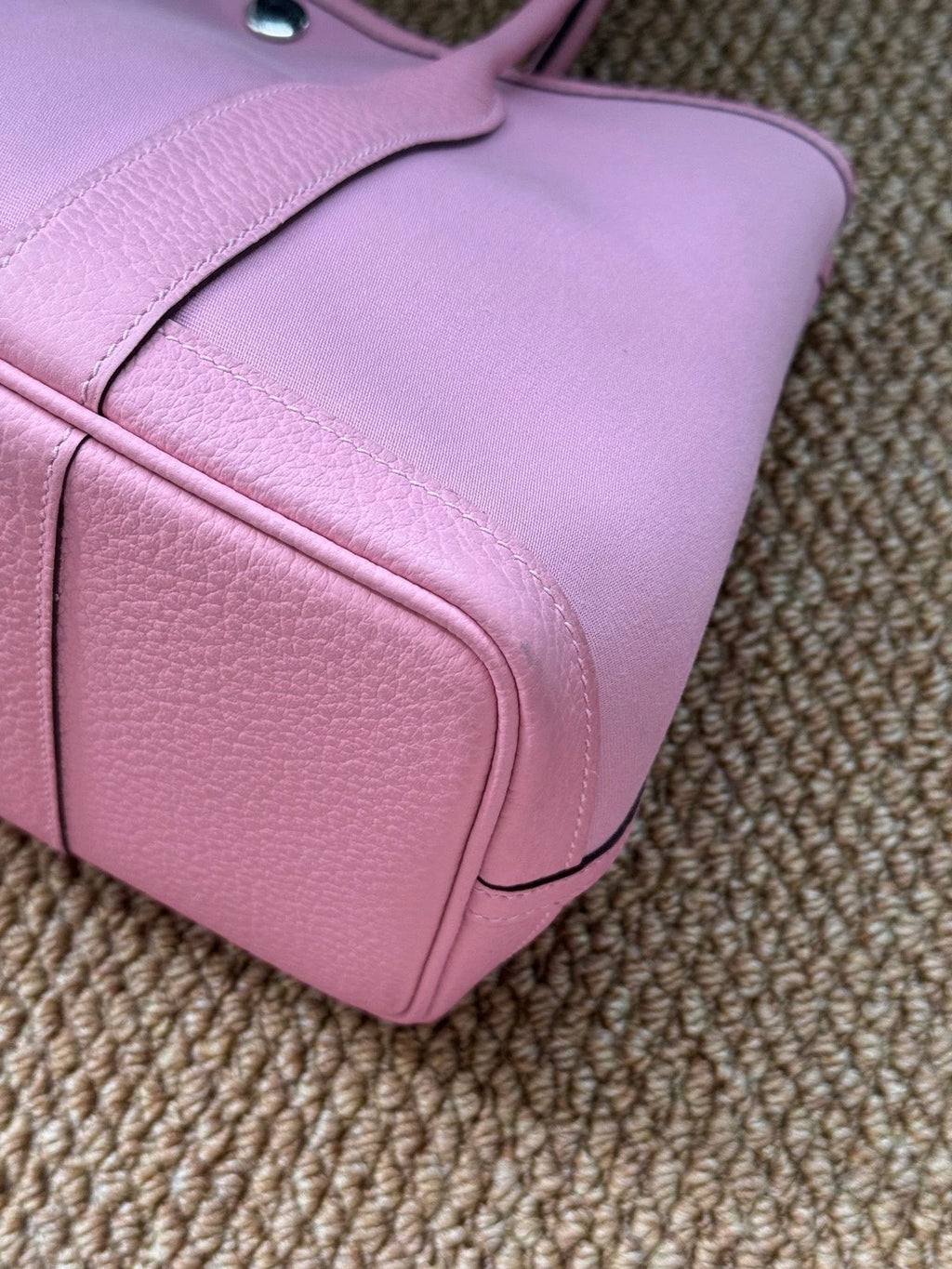 Hermes Garden Party30 Top Handle Bag Pink Silver Used Women Classic Fashion