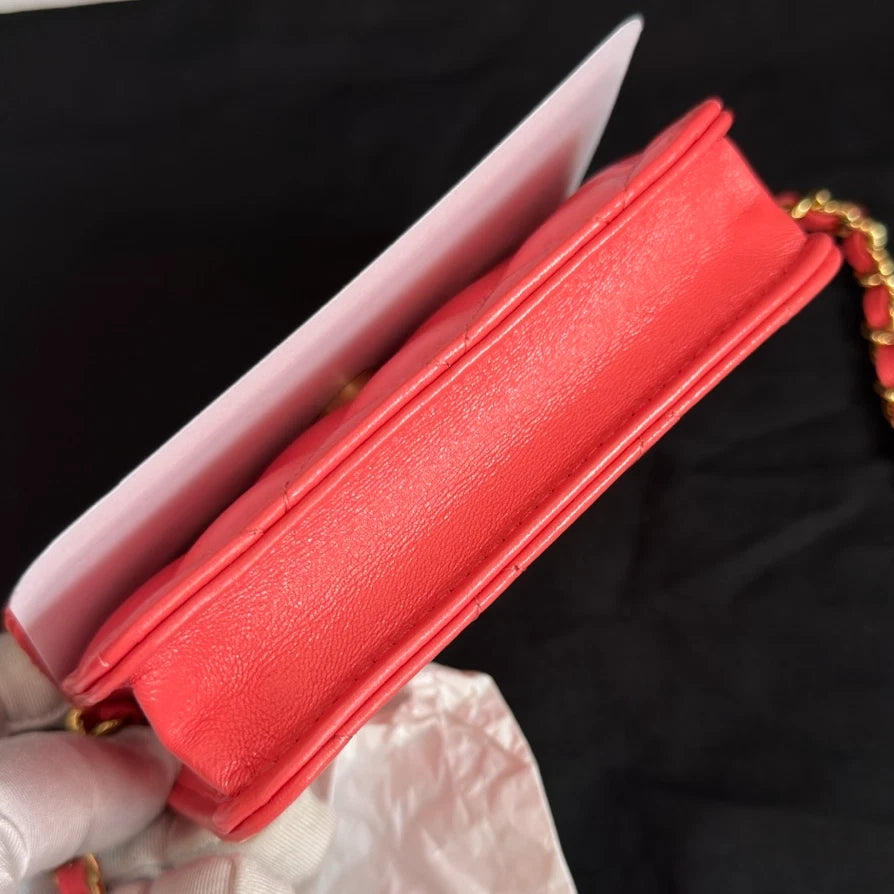New Chanel VIC Calfskin Pink Chain Crossbody Diamond with Dust Bag