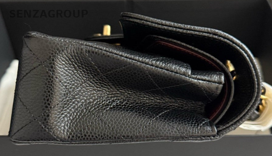 Chanel Classic Flap PM Calfskin Chain 2Way Shoulder Bag Crossbody Black Women