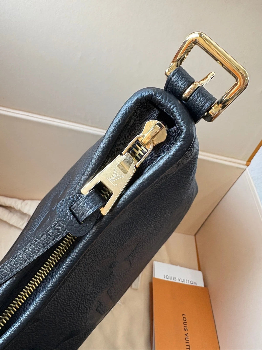 Louis Vuitton Black Embossed Leather Small Carryall Tote For Women