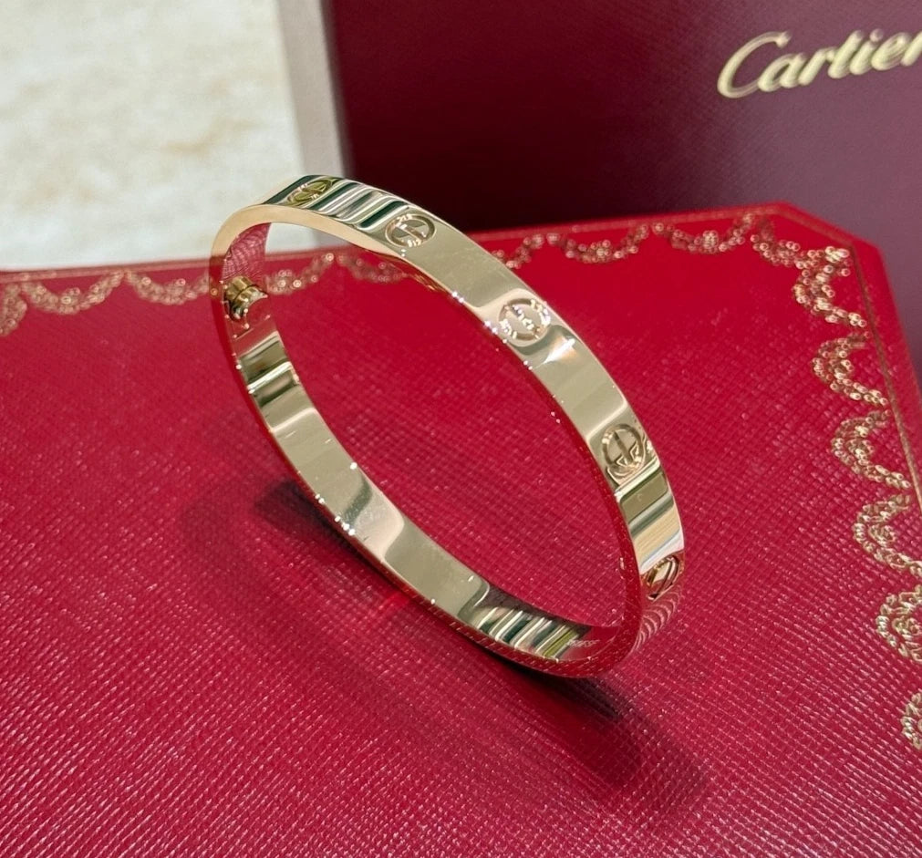 New Cartier Love Classic 6.1mm Bracelet 18k Rose Gold Bangle Size17