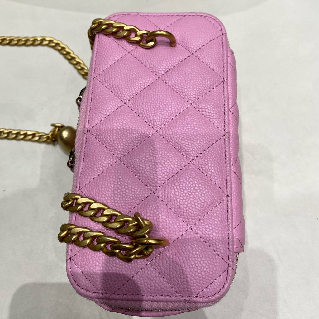 Chanel Pink Gold Hardware Vanity Case Chain Shoulder Crossbody Bag