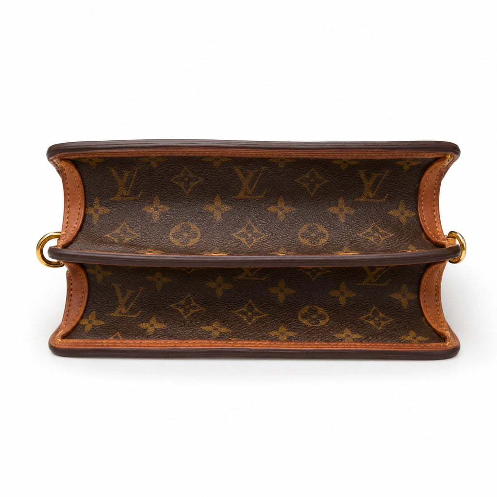 Louis Vuitton Dauphine PM Monogram Canvas Crossbody Brown Gold Excellent
