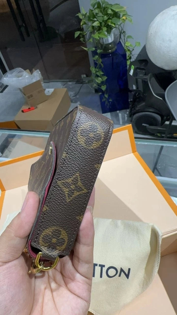 Louis Vuitton Felicie Pochette Monogram Brown Canvas Crossbody Shoulder Bag