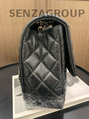 Chanel Classic Flap Black Gold Calfskin Quilted Chain Shoulder Bag