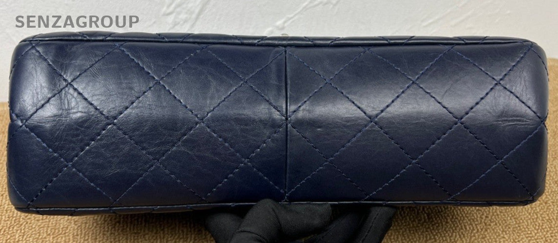Chanel 2.55 Diamond Pattern Chain Shoulder Bag Black Silver Women Classic