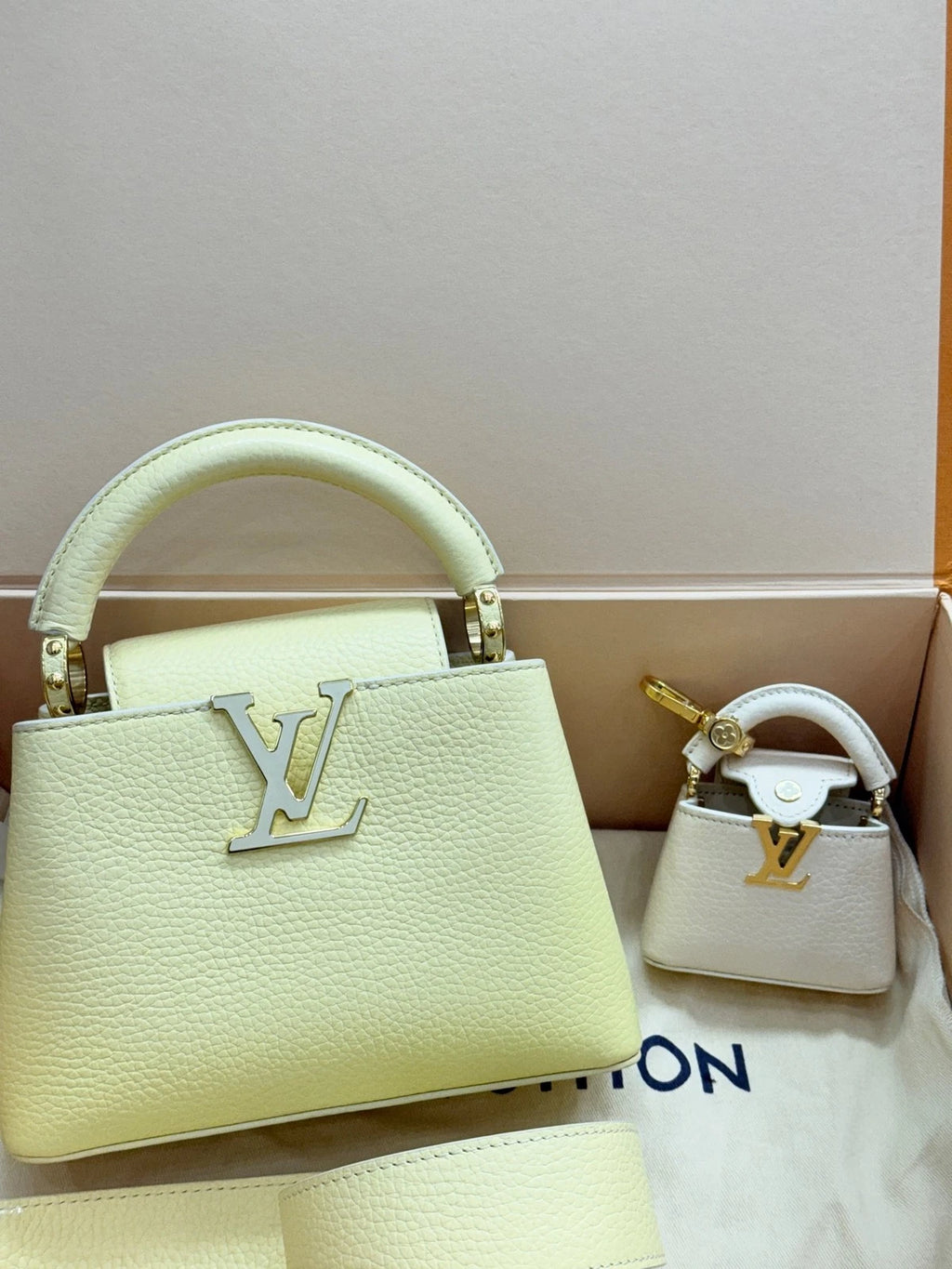 Louis Vuitton Yellow Mini Capucines 2-in-1 Calfskin Top Handle Bag For Women