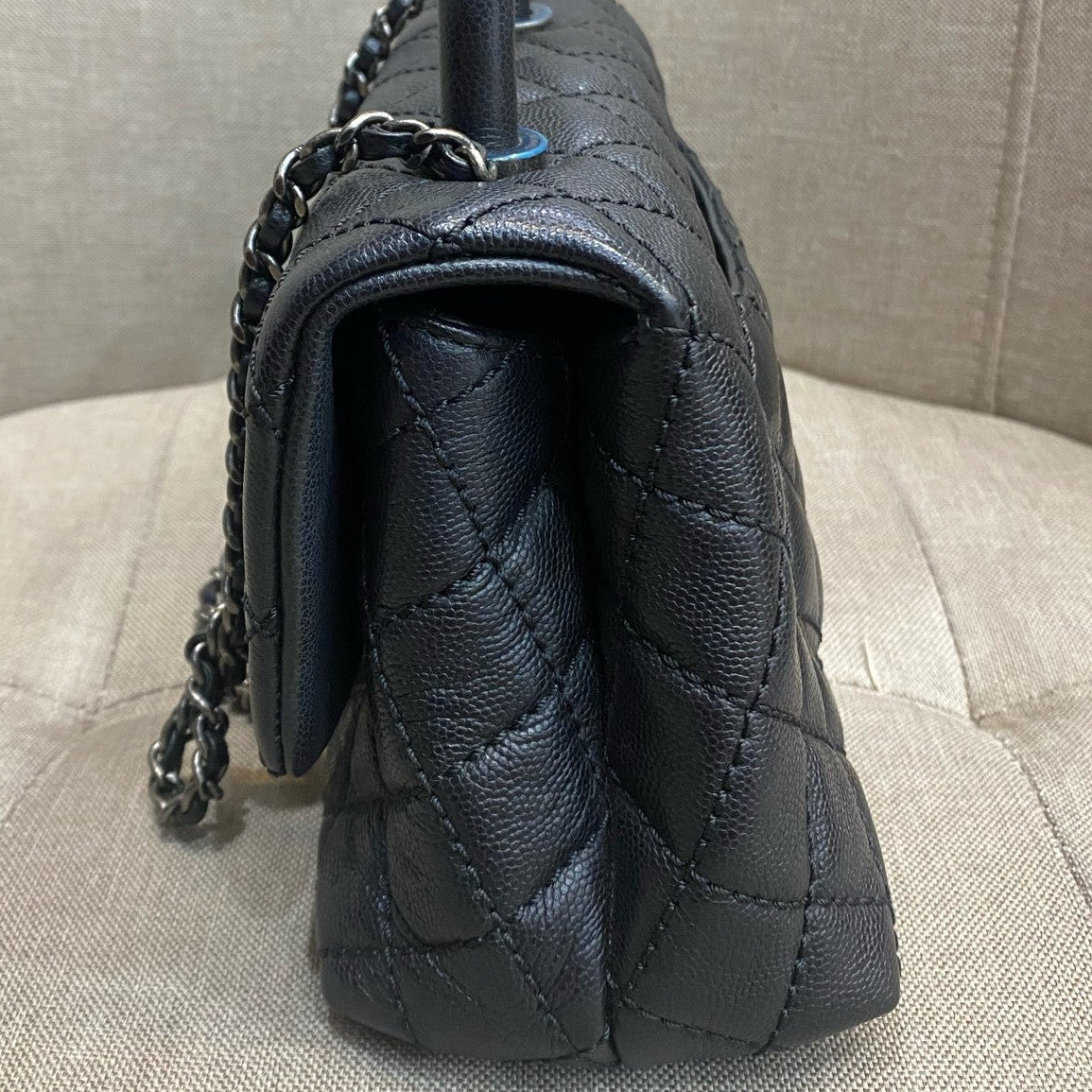 Chanel Coco Handle Small Black Silver Chain Shoulder Bag Classic Women