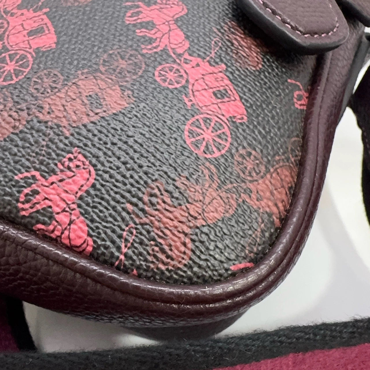 Coach Mini Canvas Leather Horse Carriage Print Shoulder Crossbody Bag For Women