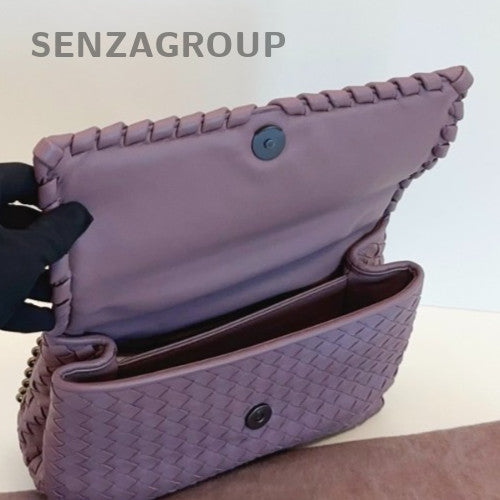 Bottega Veneta Olimpia MM Chain Shoulder Bag Crossbody Purple Women Classic
