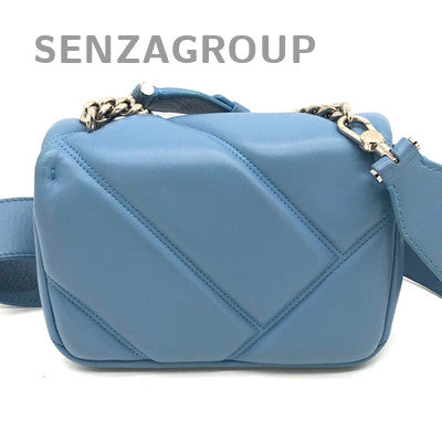 Bvlgari Serpenti Blue Leather Shoulder Bag Silver Clasp Classic Women