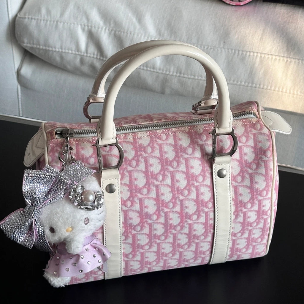 Christian Dior Monogram Tote Top Handle Shoulder Bag Pink Women Fashion
